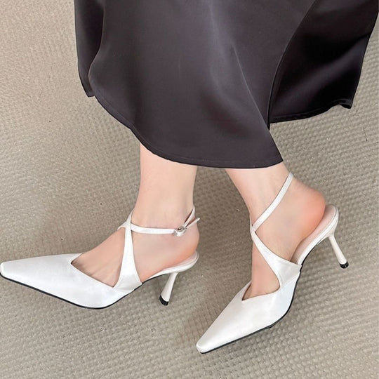 Damen Slingback High Heel Sandalen mit spitzem Design und verstellbarem Riemen EB