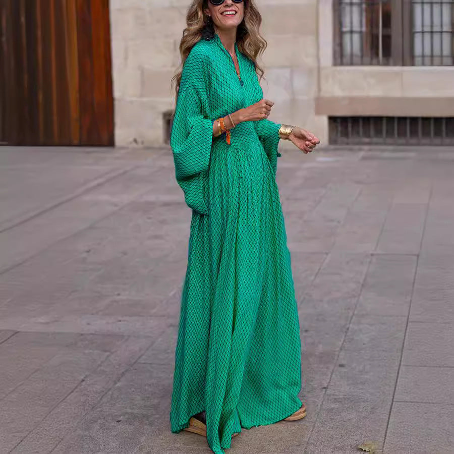 Damen Maxikleid mit elegantem Schnitt und weit ausgestellten Ärmeln EB