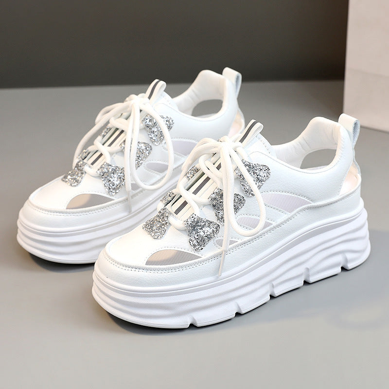 Damen Plattform Sneakers mit glitzernden Akzenten und innovativer Dämpfung EB