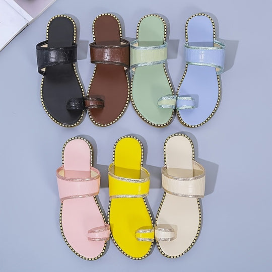 Damen elegante Slide-Sandalen mit luxuriösen goldenen Akzenten EB
