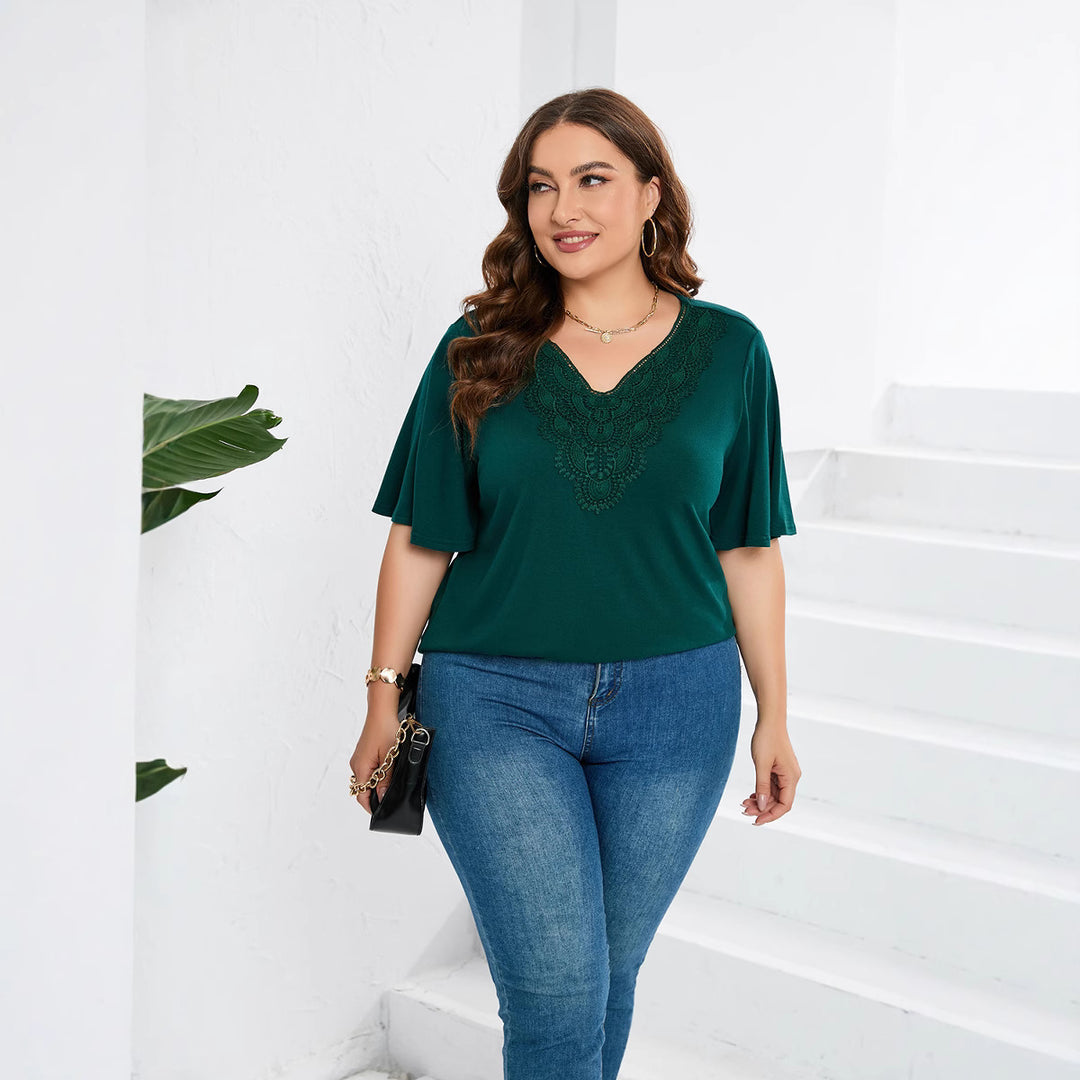 Damen Blusenshirt mit eleganter Lochstickerei und weit geschnittenen Ärmeln EB
