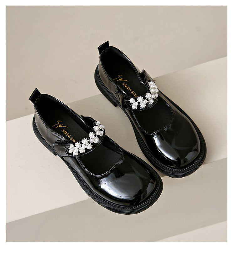 Damen elegante Mary Jane Schuhe mit funkelnder Perlenverzierung EB
