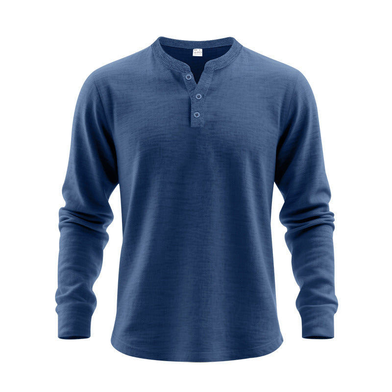 Herren nan langärmeliges Henleyshirt aus Thermo-Baumwollmix mit kurzer Knopfleiste und geripptem Kragen EB