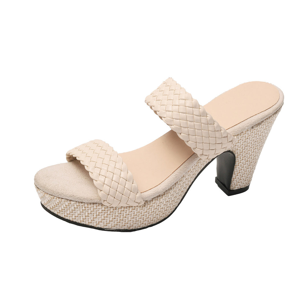 Damen Wedge-Plateau-Sandaletten mit geflochtenem Riemendesign und komfortablem Fußbett EB