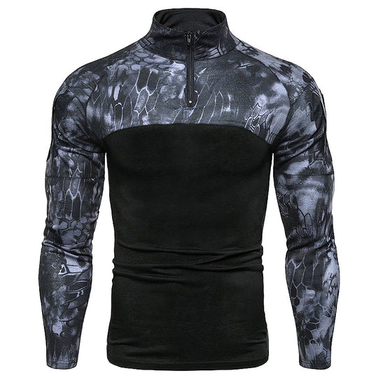 Herren Sportlicher Langarmpullover mit hohem Kragen und Reißverschluss EB