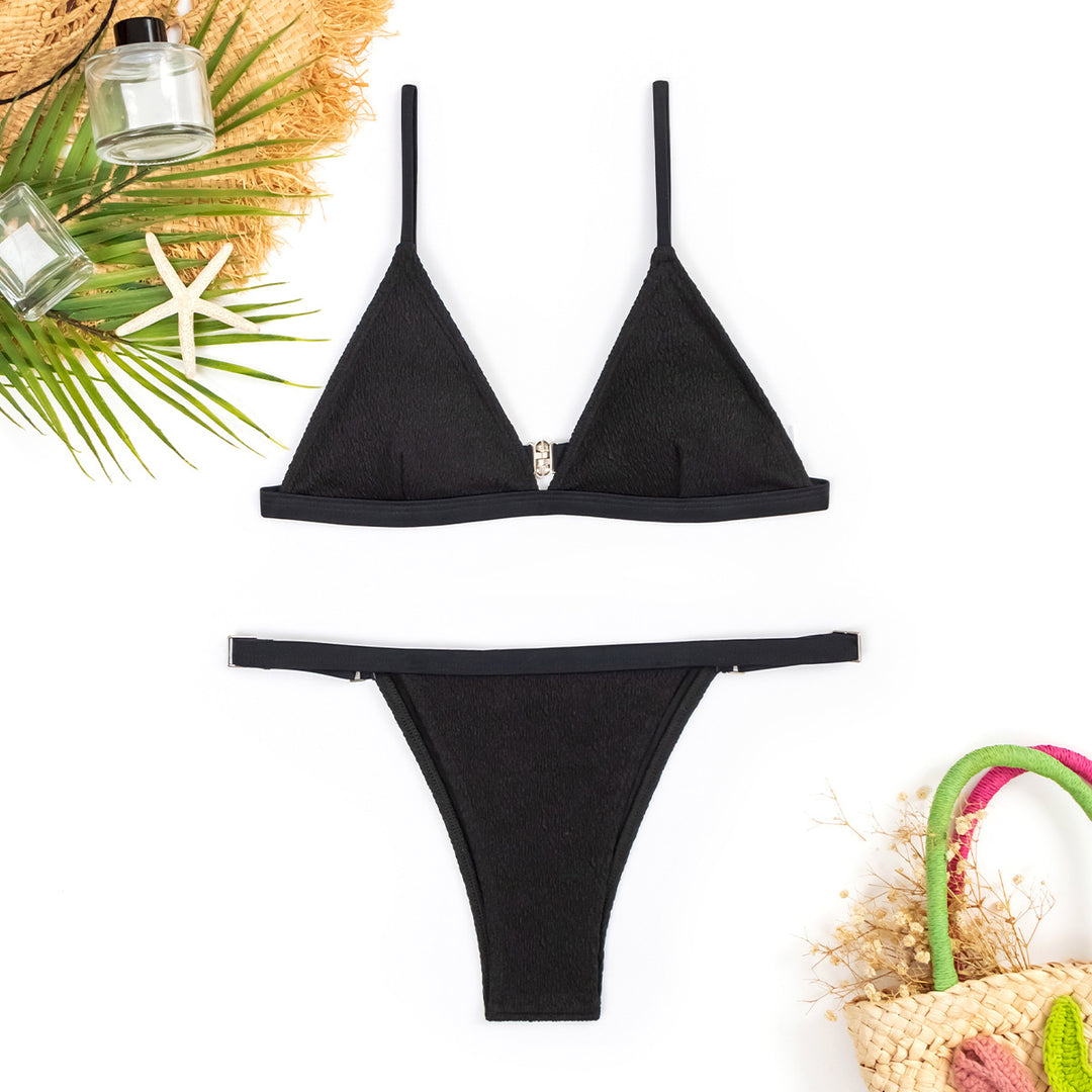 Damen Triangel-Bikini mit elegantem Textur und verstellbaren Trägern EB