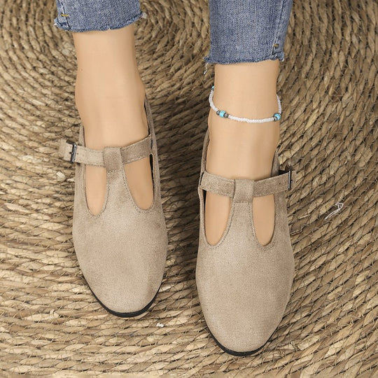 Damen Komfort-Keilabsatz-Ballerina aus Veloursleder EB