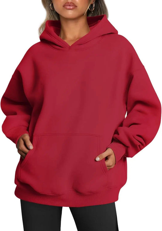 Damen nan oversized Kapuzenpullover mit verlängerter Silhouette und Kängurutasche EB