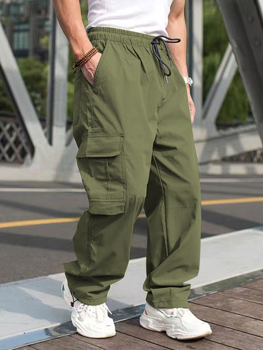 Herren moderne Cargohose mit elastischem Bund und multifunktionalen Taschen EB