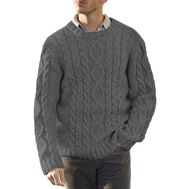 Herren Grobstrickpullover mit klassischem Zopfmuster EB