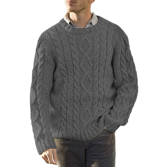 Herren Grobstrickpullover mit klassischem Zopfmuster EB