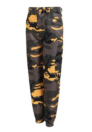 Damen Cargohose im modernen Camouflage-Design mit praktischen Taschen und elastischem Bund EB