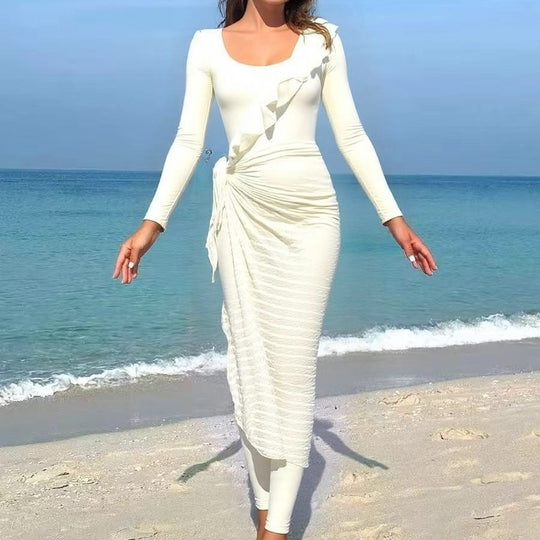 Damen Elegantes Sommerkleid mit Wickeloptik EB