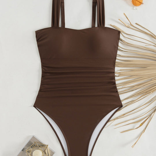 Damen Sportlicher Einteiler Badeanzug mit Rüschendetails EB