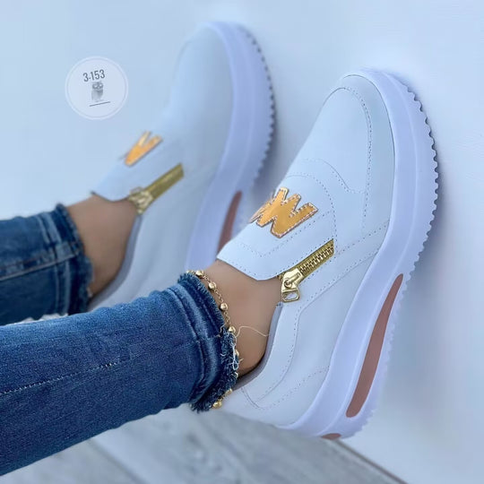 Damen Slip-On Sneakers mit dekorativem Reißverschluss und stilvollem Design EB