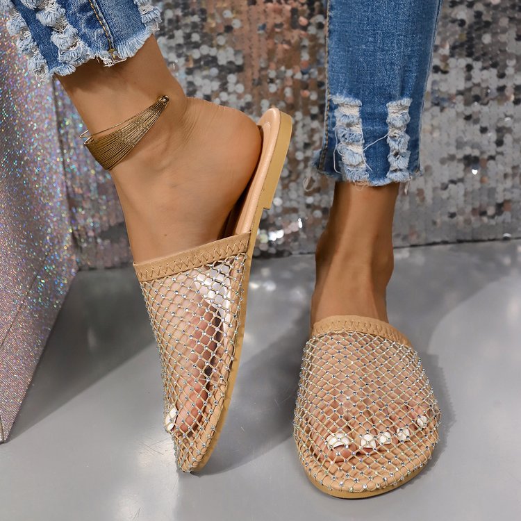 Damen Komfortable Slipper mit funkelndem Netzdesign und anatomischer Fußbettung EB
