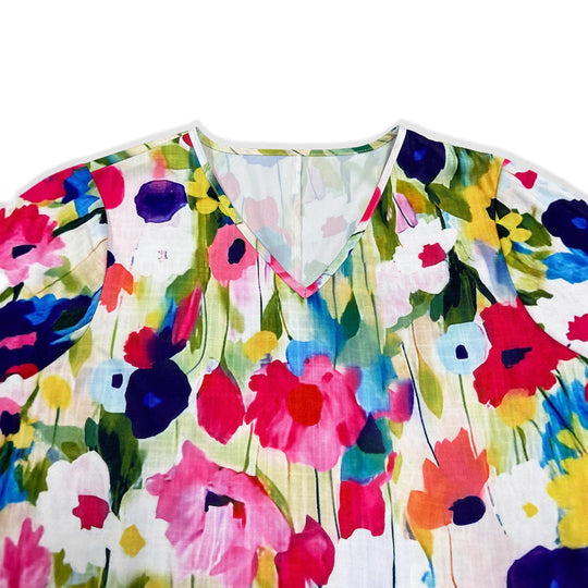 Damen Kurzes Kleid mit voluminösen Ärmeln und floralem Muster EB