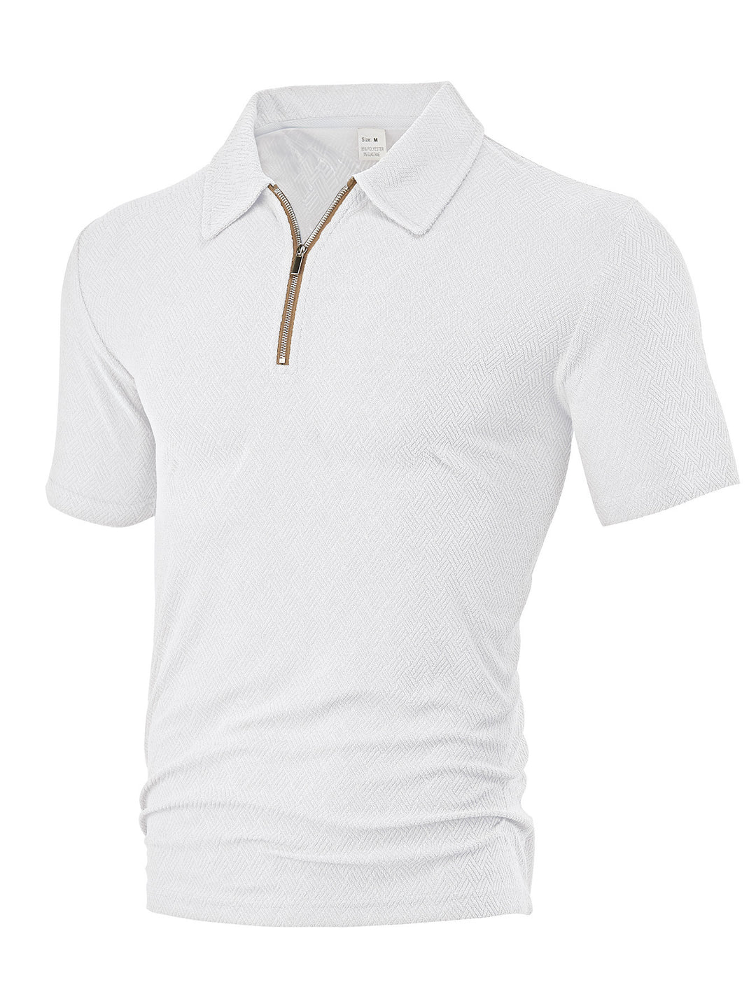 Herren nan schmal geschnittenes Halbzip-Polo mit feiner Fischgrät-Jacquardstruktur EB