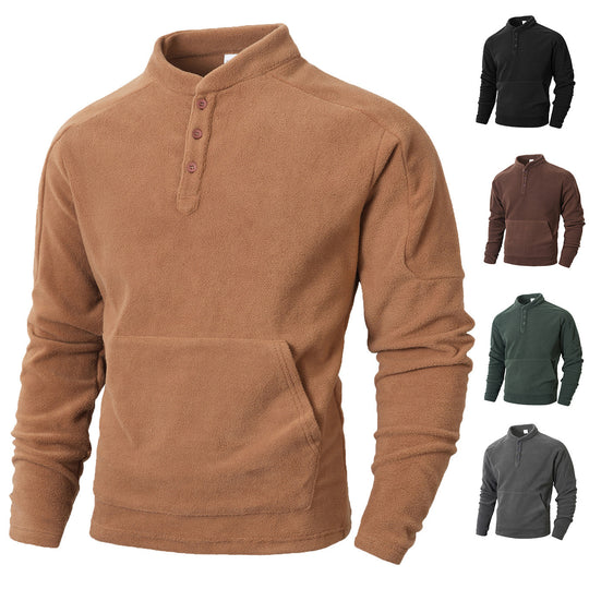 Herren Kuscheliger Fleece-Pullover mit Knopfleiste EB