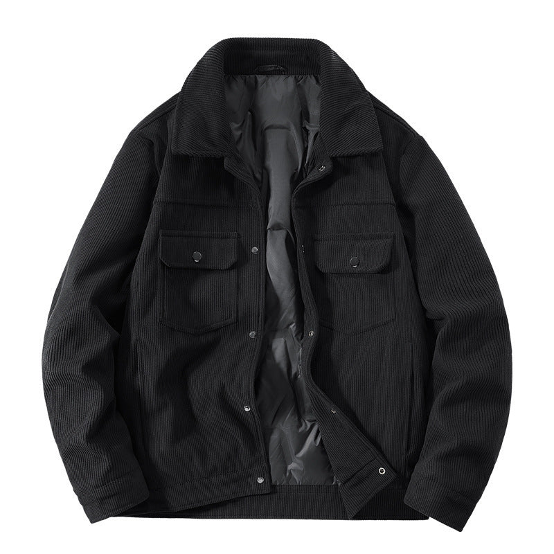 Herren Cordjacke mit gesteppter Thermofütterung und aufgesetzten Brusttaschen EB