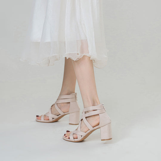 Damen Sandalen mit stylischem Kreuzriemen und komfortablem Blockabsatz EB
