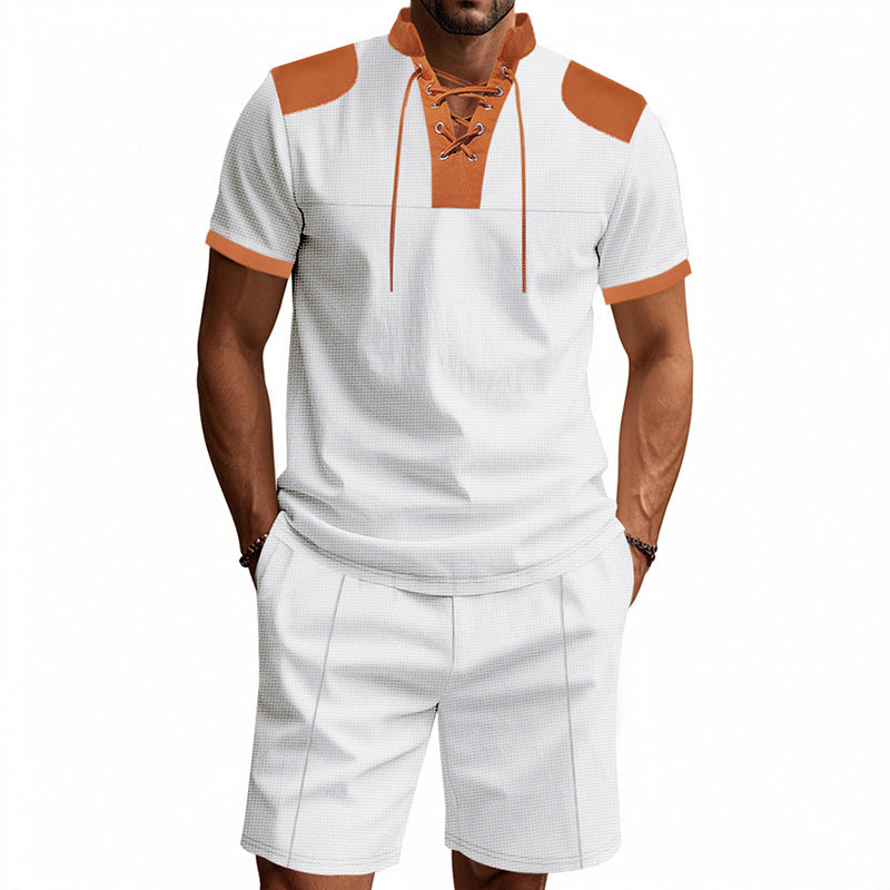 Herren lässiges Sport-Set mit dezenten Kontrastdetails und funktionalem Kragen EB