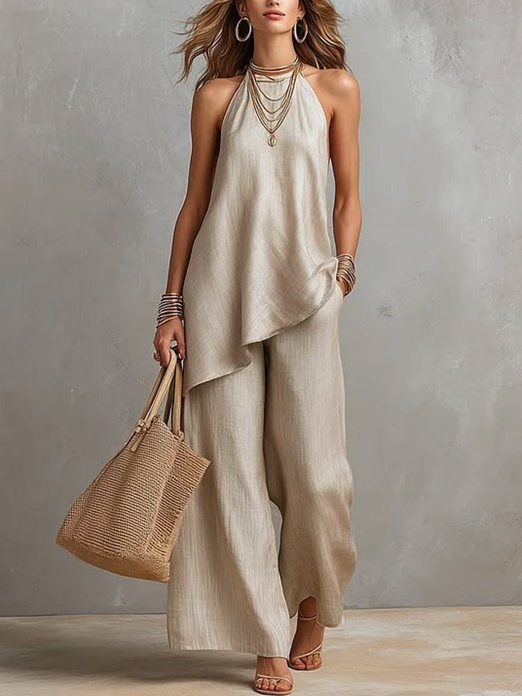 Damen luftiger Jumpsuit mit asymmetrischem Schnitt EB