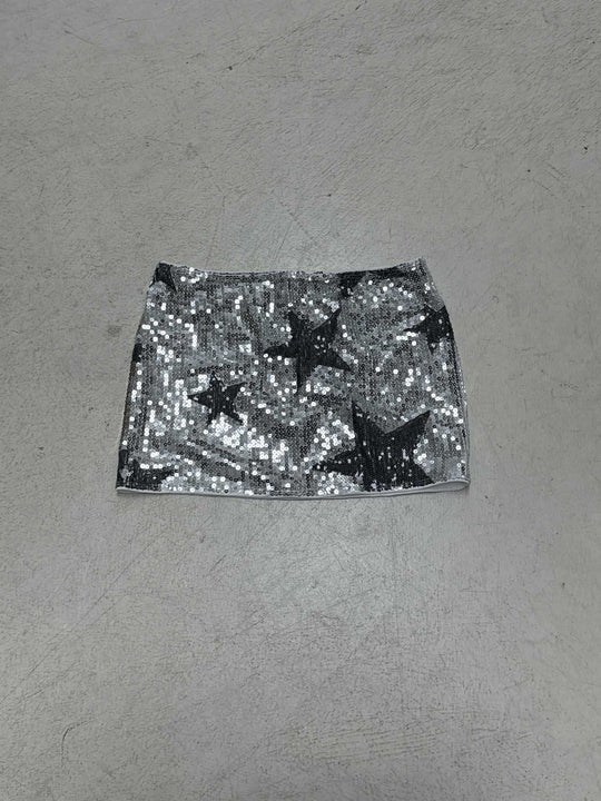 Damen Glitzernder Minirock mit Sternen und funkelnden Pailletten EB