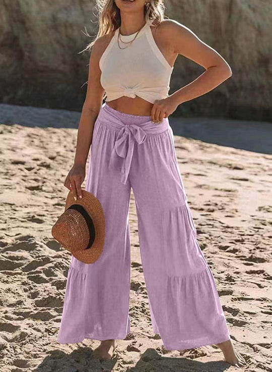 Damen Strandhose mit elastischem Bund und weitem Schnitt EB