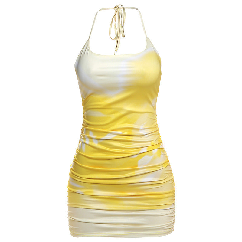 Damen Sommerkleid mit raffinierten Rüschendetails und Halterneck EB