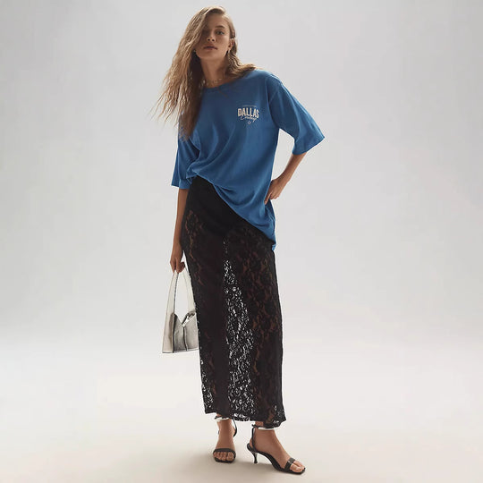 Damen Spitzenrock im langen, eleganten Design mit hohem Schlitz EB
