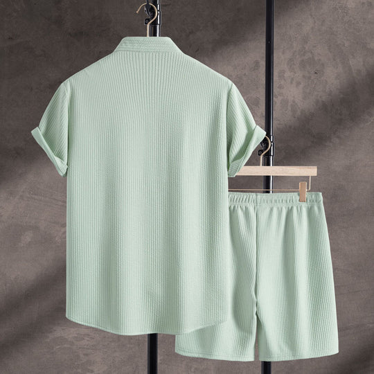 Herren Freizeitoberteil mit bequemen Shorts im strukturierten Design EB