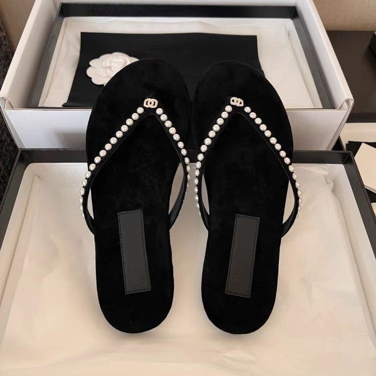 Damen Elegante und luxuriöse Perlensandalen EB