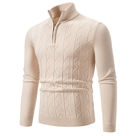 Herren eleganter Rollkragenpullover mit Zopfmuster und hohem Kragen EB