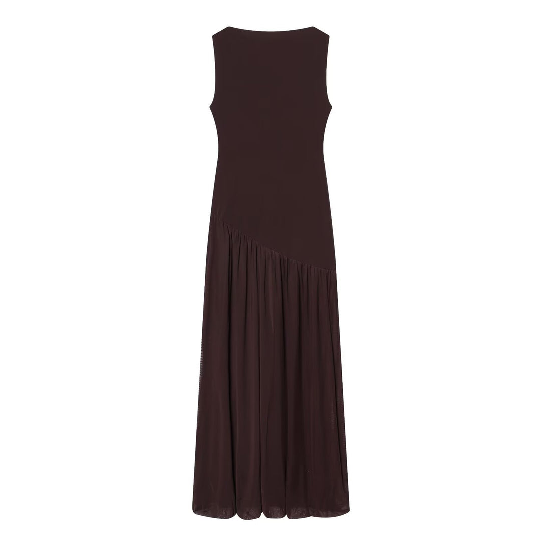 Damen Maxikleid mit elegantem Drapé und asymmetrischem Saum EB