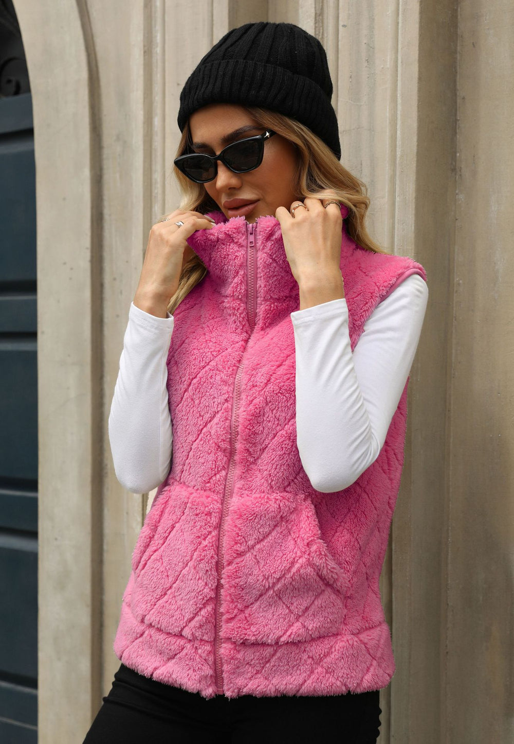 Damen Kuschelige Fleece-Weste mit Kapuze EB
