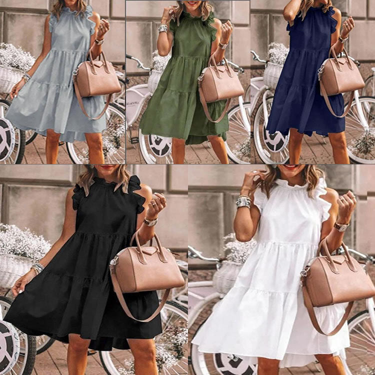 Damen verspieltes Sommerkleid mit Rüschendetails EB