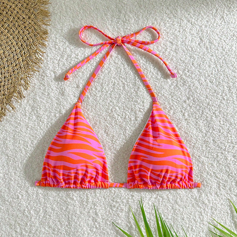 Damen Triangel-Bikinioberteil mit modischem Zebra-Muster EB