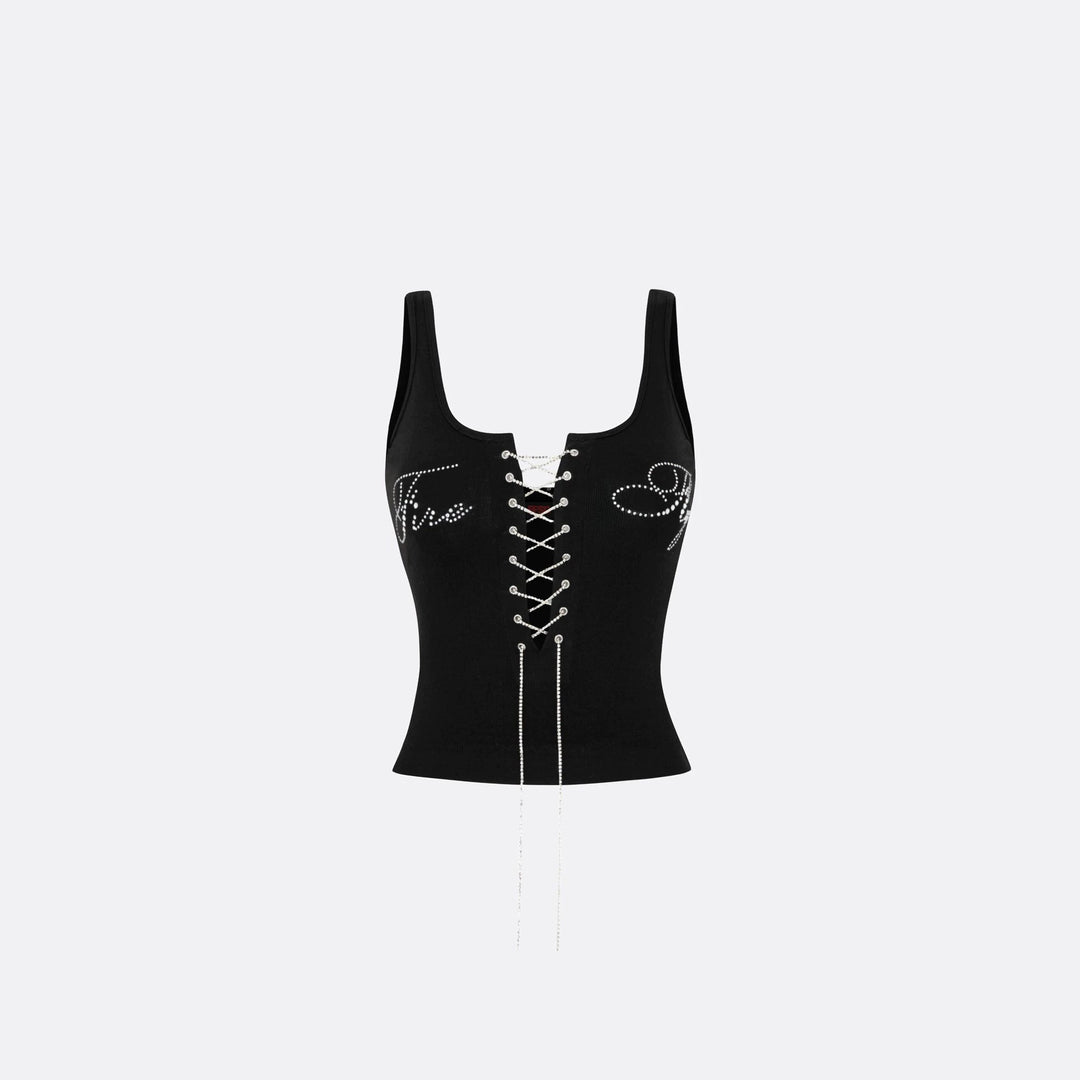 Damen Elegantes Knotentop mit perlenverzierten Details EB
