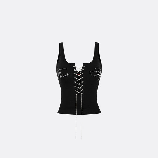 Damen Elegantes Knotentop mit perlenverzierten Details EB