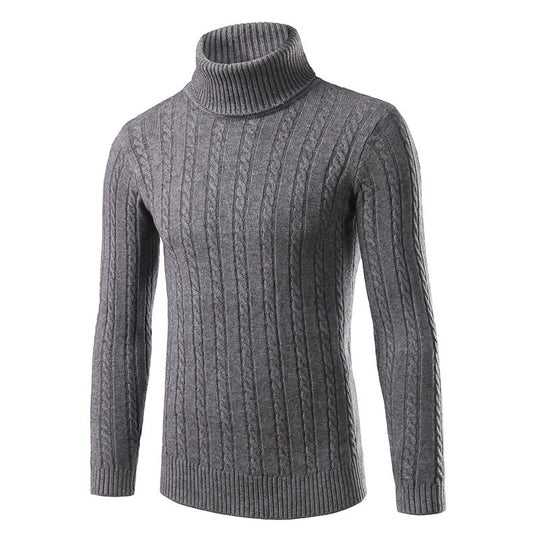 Herren stilvoller Rollkragenpullover mit Zopfmuster EB