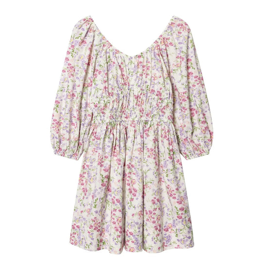 Damen Sommerkleid mit voluminösen Puffärmeln und elastischer Taillierung EB