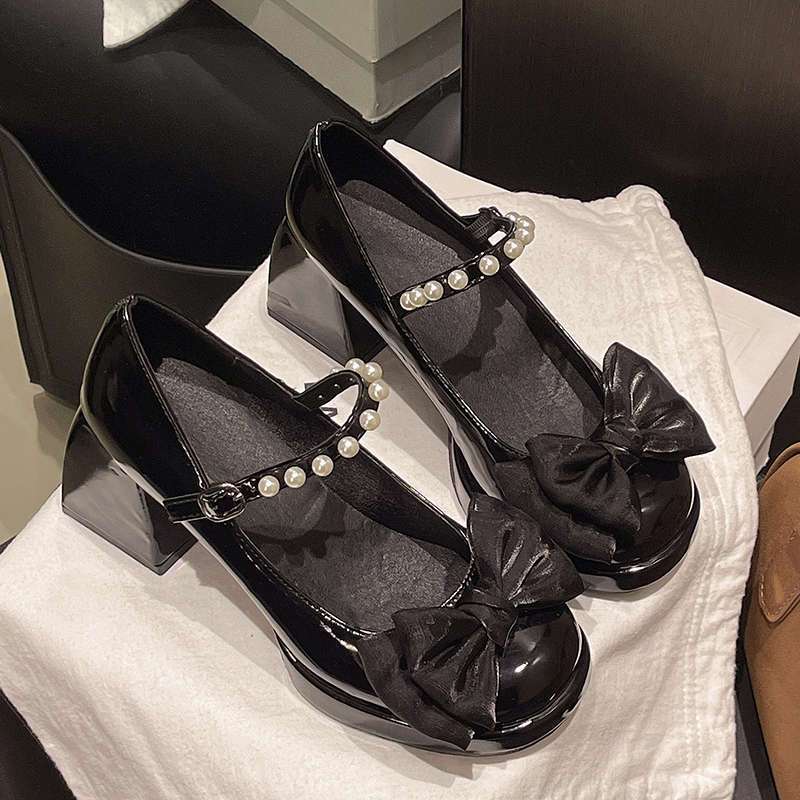 Damen elegante Mary Jane Schuhe mit Perlen-Detail EB