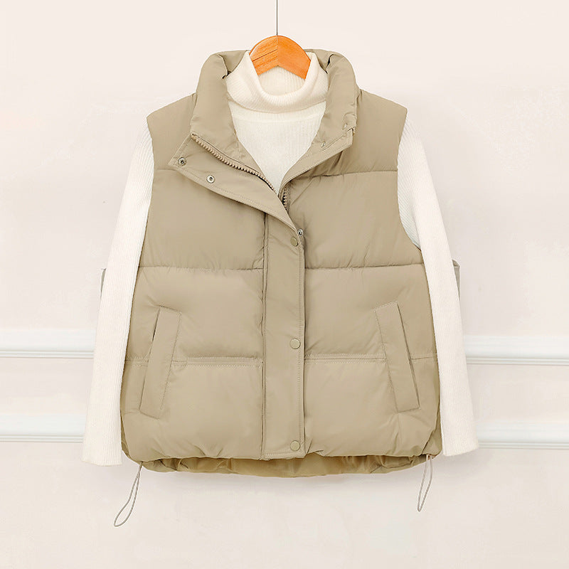 Damen Sportliche wattierte Weste mit hohem Kragen und praktischen Taschen EB