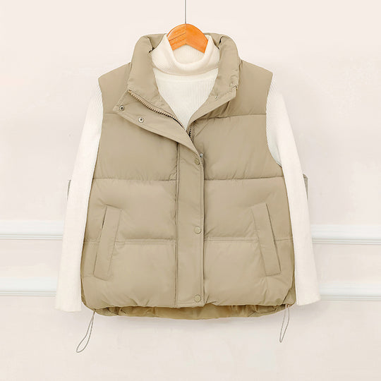 Damen Sportliche wattierte Weste mit hohem Kragen und praktischen Taschen EB