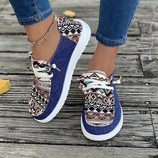 Damen modische Sneakers mit ethnischem Design EB