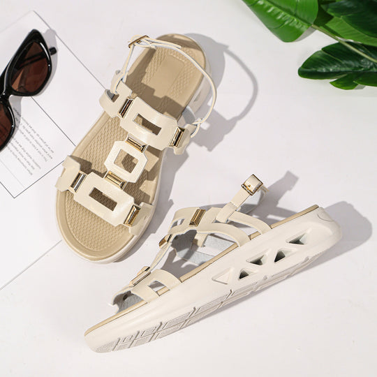 Damen Komfort-Sandalen mit modischen Schnallenakzenten und ergonomischer Sohle EB