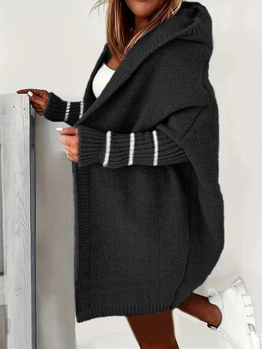 Damen Kuschelige Strickjacke mit Kapuzen und weit geschnittenem Design EB