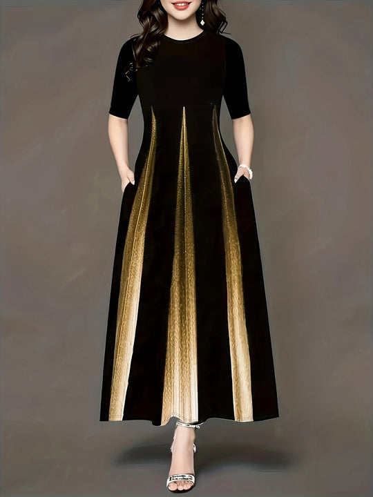 Damen Maxikleid mit elegantem Liniendesign und praktischen Seitentaschen EB