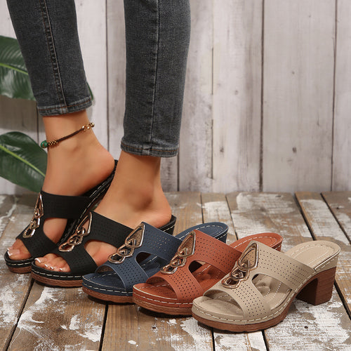 Damen elegante und atmungsaktive Pantolette mit modischem Schnallen-Design EB